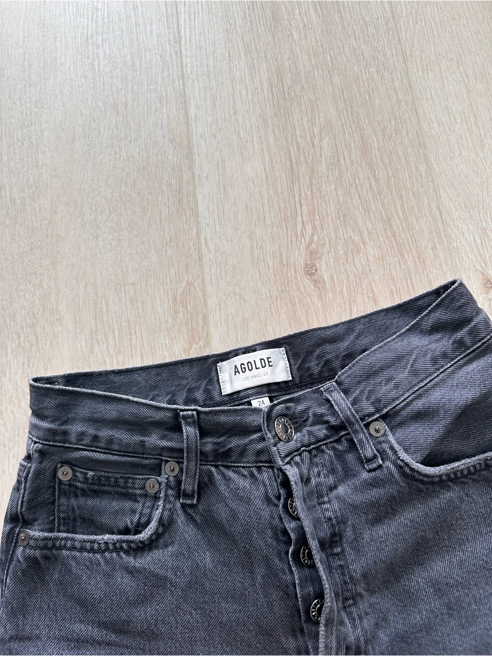 Agolde Black High-Rise Denim Waist Jeans
